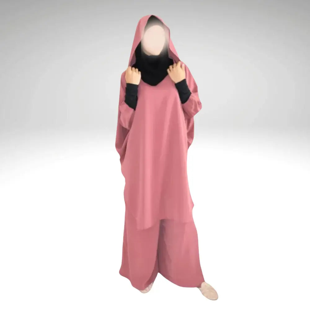 Ensemble tunique hijab intégré & pantalon Grenat