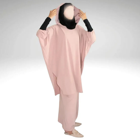 Ensemble tunique hijab intégré & pantalon Rose
